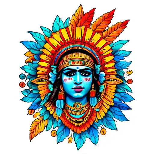 Aztec Mexican heritage scene tattoo design idea