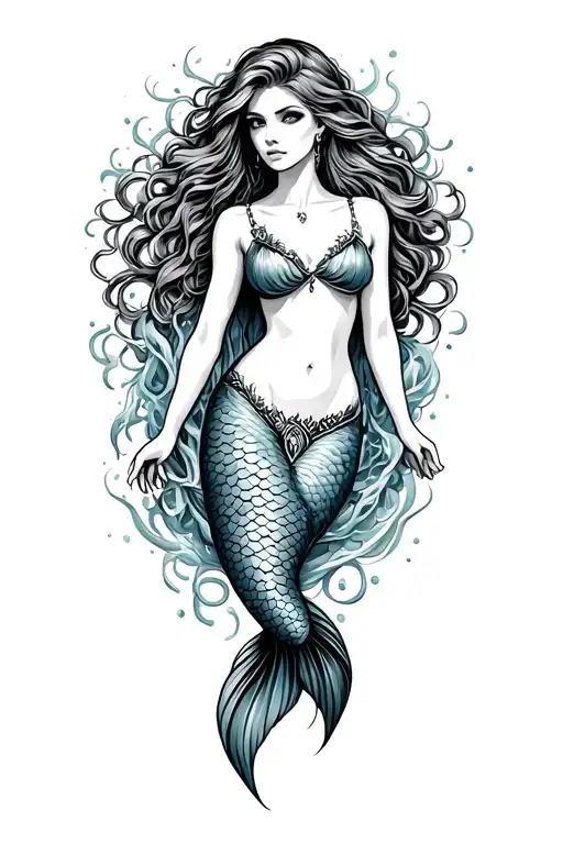 siren mermaid tattoo design idea