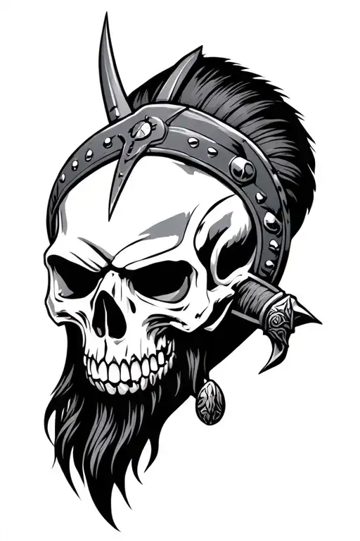 viking warrior skull wearing tattoo design idea