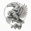 Mexican eagle perched on skull of conquistador   tattoo design idea