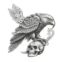 Mexican eagle perched on skull of conquistador   tattoo design idea