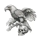 Mexican eagle perched on skull of conquistador   tattoo design idea