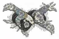 Lesbian hand choking tattoo design idea