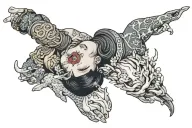 Lesbian hand choking tattoo design idea