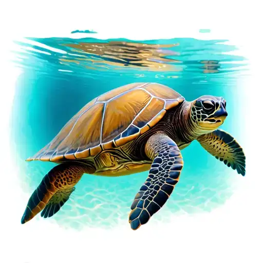 sea turtle swimming tattoo design idea