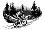 mountain mtb trail forest heartbeat line love road free jump full face helmet  tattoo design idea