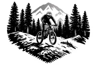 mountain mtb trail forest heartbeat line love road free jump full face helmet  tattoo design idea