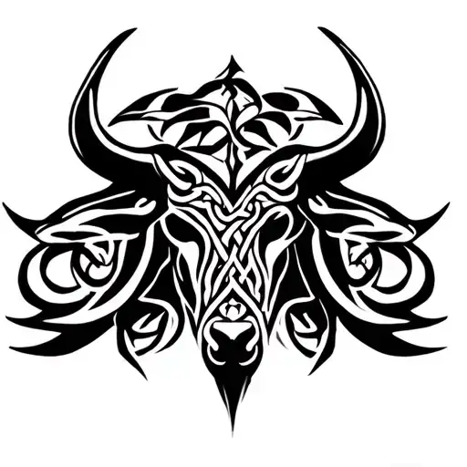 celtic bull and triskellion  tattoo design idea