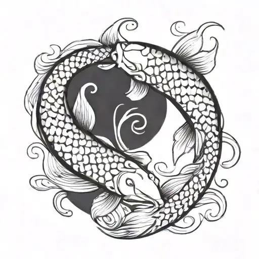 yin and yang koi fish tattoo design idea