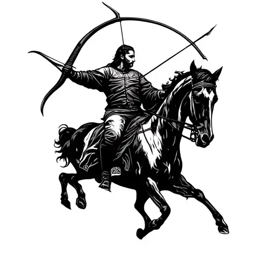 Sagittarius archer riding tattoo design idea
