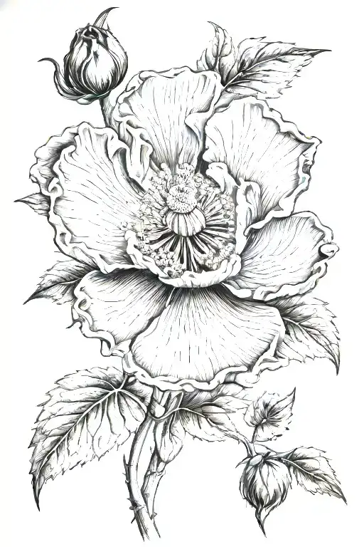 Opium poppy growing tattoo design idea