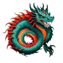 mythical dragon coiled tattoo design idea