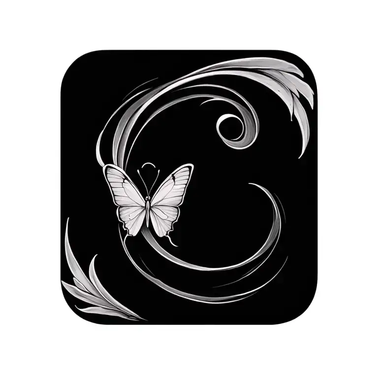 butterfly semicolon symbol tattoo design idea