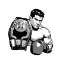 name Lucas woth boxing gloves and championship belt around it  tattoo design idea