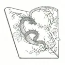 Small Book with magic, flowers/vines and dragons coming out of it tattoo design idea