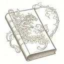 Small Book with magic, flowers/vines and dragons coming out of it tattoo design idea