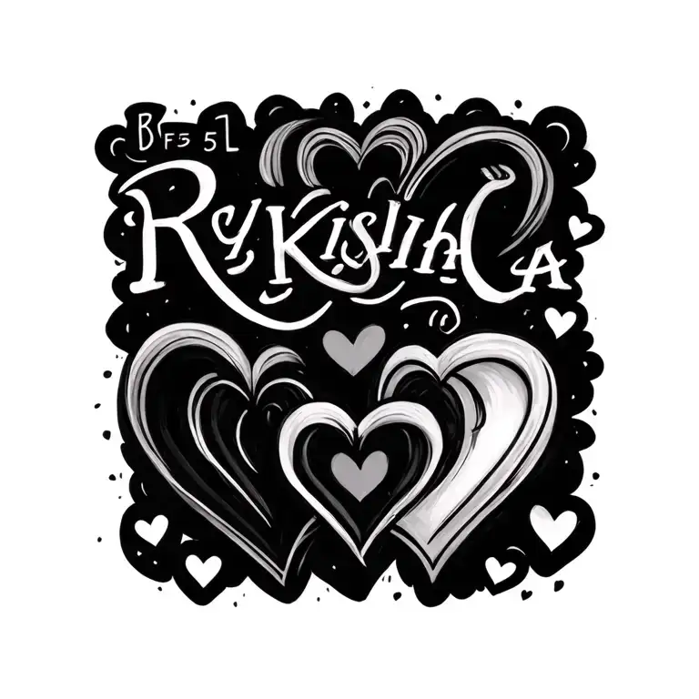 BF5L written out with RyKisha written out in a creative way with hearts tattoo design idea