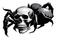 skull and spider side tattoo design idea