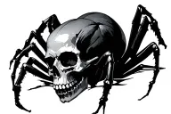 skull and spider side tattoo design idea