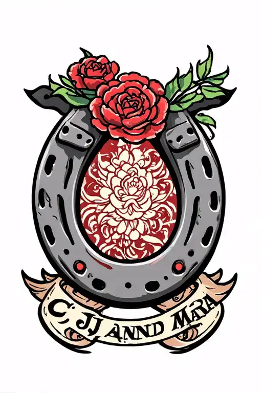 "CJ and Maria" horseshoe tattoo design idea
