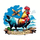 pig and rooster with propeller and load line symbol  tattoo design idea