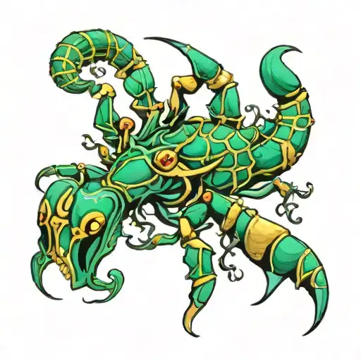 Scorpio, Gemma, Goldie, Jade green, Atherton tattoo design idea