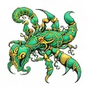 Scorpio, Gemma, Goldie, Jade green, Atherton tattoo design idea