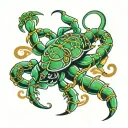Scorpio, Gemma, Goldie, Jade green, Atherton tattoo design idea