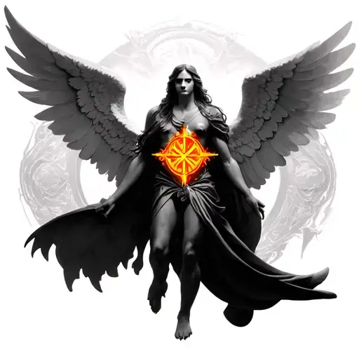 archangel with symbol G>^v tattoo design idea