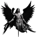archangel with symbol G>^v tattoo design idea