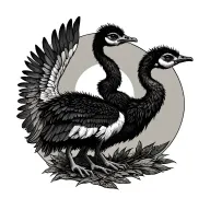 dainty 7 emu footspints going down spine with the 4th one have angle wings around it  tattoo design idea