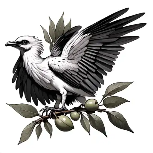 archaeopteryx on an olive branch  tattoo design idea