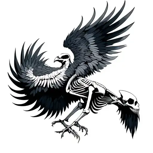phoenix skeleton tattoo design idea