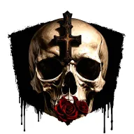 big cross and behind a skull tattoo design idea