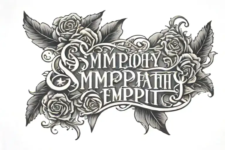 Sympathy and Empathy written in modern font tattoo design idea