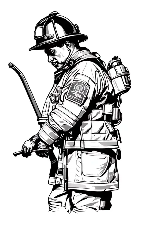 firefighter and safety engineer working tattoo design idea