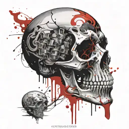 A skull with lsd on its tongue tattoo design idea