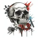 A skull with lsd on its tongue tattoo design idea