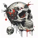 A skull with lsd on its tongue tattoo design idea