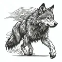 Wolf tattoo, side profile with a slightly evil look and in a fineline style with not so many details tattoo design idea