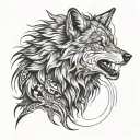 Wolf tattoo, side profile with a slightly evil look and in a fineline style with not so many details tattoo design idea