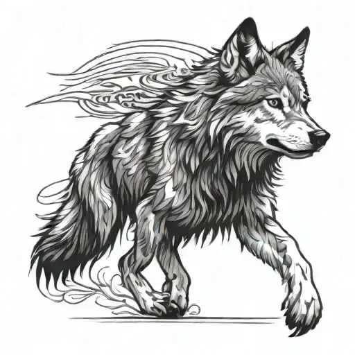 Wolf tattoo, side profile with a slightly evil look and in a fineline style with not so many details tattoo design idea