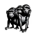 hear see speak no evil monkeys tattoo design idea