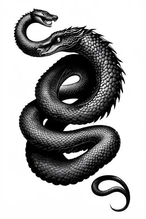 Serpent with quote "I hate to say I'll love the way they'll treat me when im gone" tattoo design idea