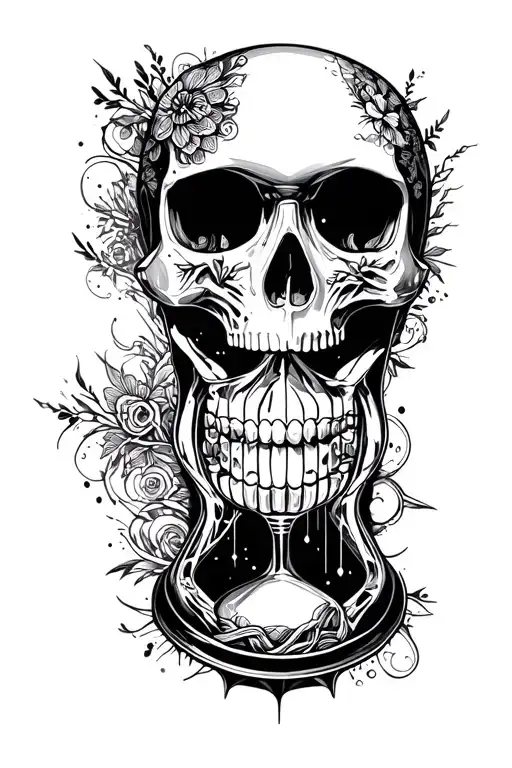 hourglass welder creating a skull shaped tattoo design idea