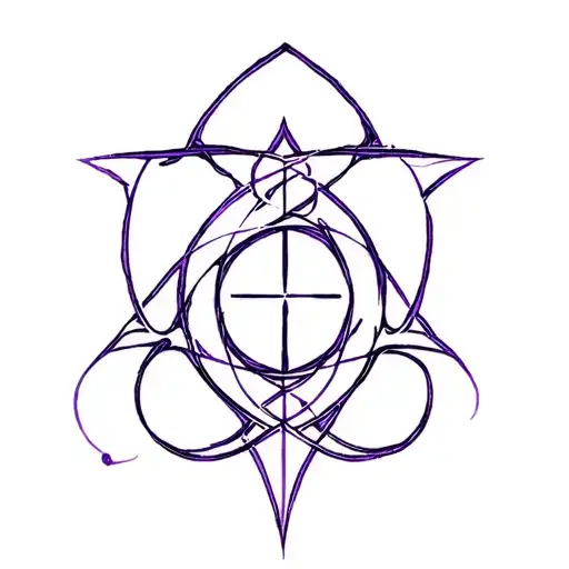 The witch's sign Irden. The sign of black itself, around it, a purple pattern symbolizing the effect of the Hypnosis sign. tattoo design idea
