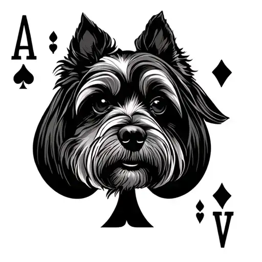Ace of spades with dog playing tattoo design idea