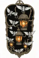 Gothic lantern tattoo design idea
