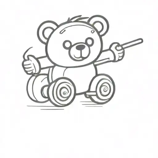 teddy bear with roller skates tattoo design idea