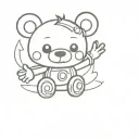 teddy bear with roller skates tattoo design idea